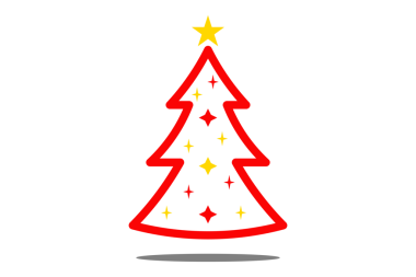 Basit kırmızı Noel ağacı vektör simgesi.