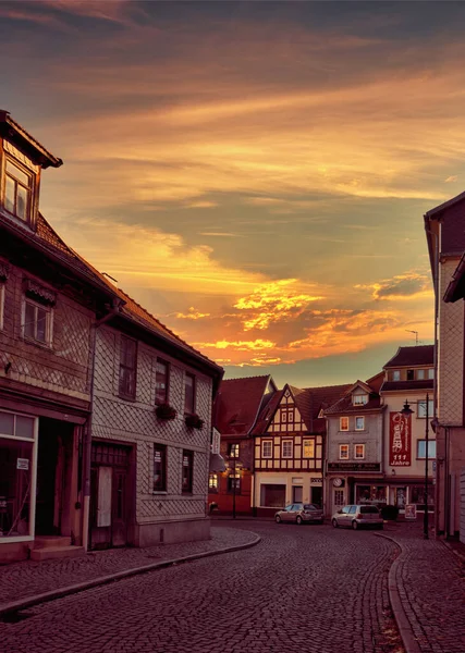 Října2021 Bleicherode Německo Pohled Staré Město Evropě Krásného Večerního Světla — Stock fotografie