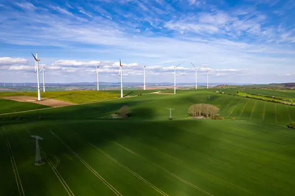Turbinas Eólicas Moinho Vento Energia Vista Drone Vista Aérea Alemanha — Fotografia de Stock