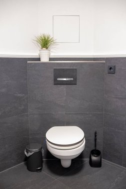 Modern banyo içinde beyaz sifon tuvalet