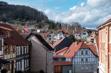 Bleicherode, Thuringen, Almanya 'da bir köyün evleri.