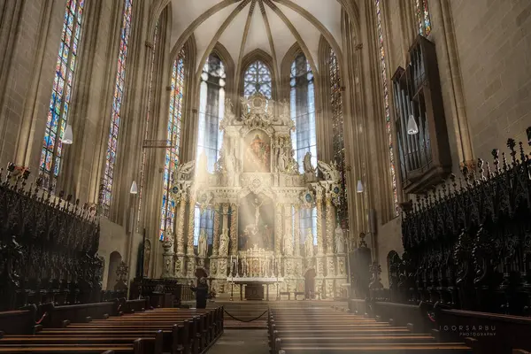 Erfurt Tyskland 2023 Vacker Inredning Och Arkitektonisk Inredning Katedralen Mary Royaltyfria Stockfoton