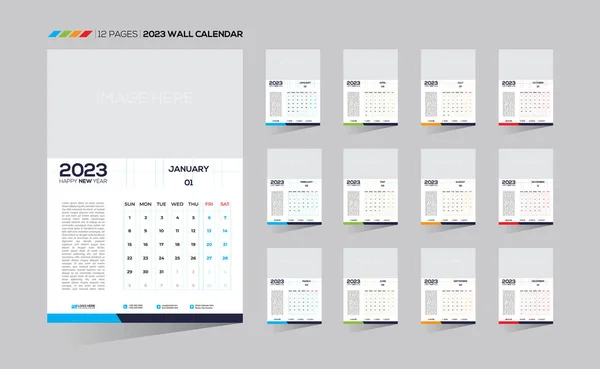 stock vector 2023 wall vector 12 month 12 page calendar design for any kind of use