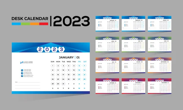 stock vector 2023 desktop vector 12 month 12 page calendar design for any kind of use