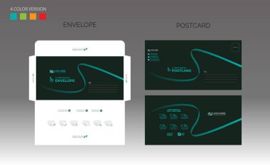 Şirket ve en iyi şirket kullanımı için 4 renkli vektör ve kartpostal tasarımı