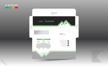 Ev ve inşaat şirketi kullanımı için 4 renkli vektör zarf tasarımı