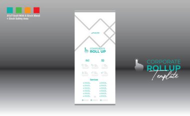 Şirket ve en iyi şirket kullanımı için 4 renkli vektör rulo pankart tasarımı