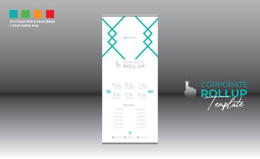 Şirket ve en iyi şirket kullanımı için 4 renkli vektör rulo pankart tasarımı