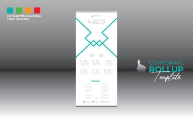 Şirket ve en iyi şirket kullanımı için 4 renkli vektör rulo pankart tasarımı