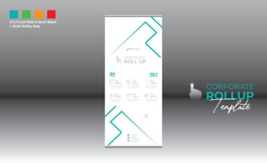 Şirket ve en iyi şirket kullanımı için 4 renkli vektör rulo pankart tasarımı