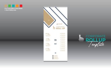 Şirket ve en iyi şirket kullanımı için 4 renkli vektör rulo pankart tasarımı