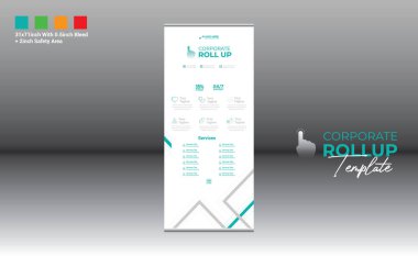 Şirket ve en iyi şirket kullanımı için 4 renkli vektör rulo pankart tasarımı