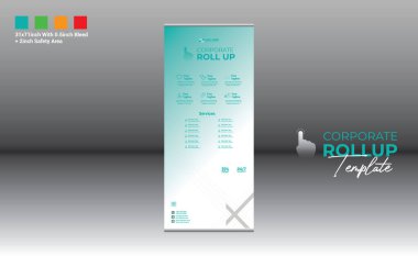 Şirket ve en iyi şirket kullanımı için 4 renkli vektör rulo pankart tasarımı