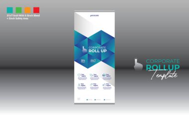 Şirket ve en iyi şirket kullanımı için 4 renkli vektör rulo pankart tasarımı