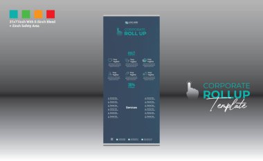 Şirket ve en iyi şirket kullanımı için 4 renkli vektör rulo pankart tasarımı