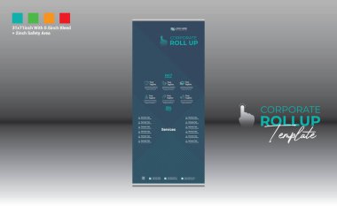 Şirket ve en iyi şirket kullanımı için 4 renkli vektör rulo pankart tasarımı