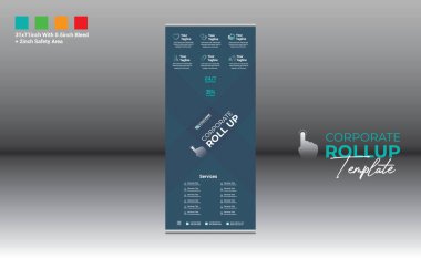 Şirket ve en iyi şirket kullanımı için 4 renkli vektör rulo pankart tasarımı