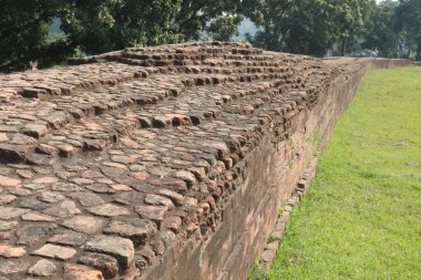 historical Archaeological tourable Pundranagar Brick Wall and site in Mahasthangarh, Bogra, bangladesh clipart