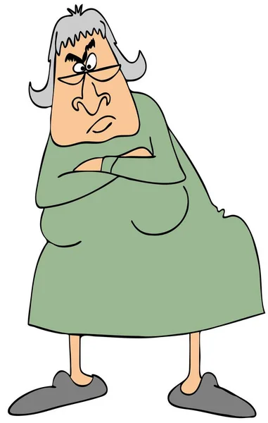 Illustration Angry Old Woman Her Arms Crossed Stockfoto