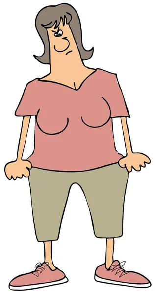 Illustrazione Raffigurante Una Donna Arrabbiata Che Indossa Pantaloni Capri Stringe Immagine Stock