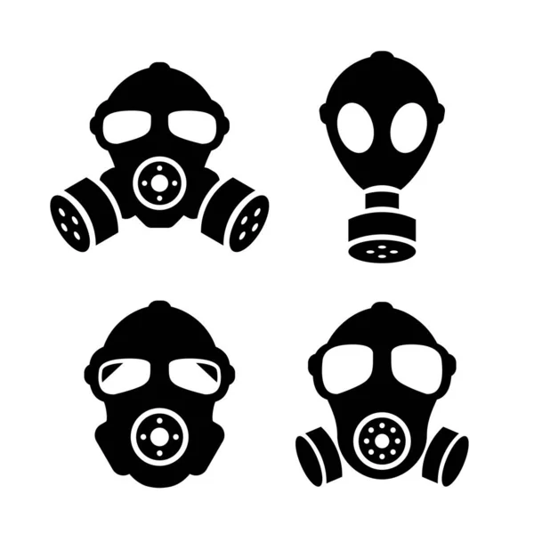 Conjunto Iconos Máscaras Gas Aislados Sobre Fondo Blanco — Vector de stock