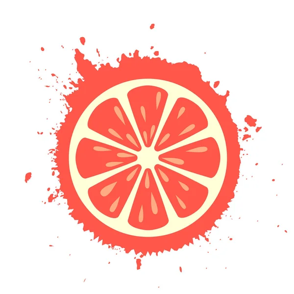 Grapefruit Splashing Slice Icon — Stock Vector