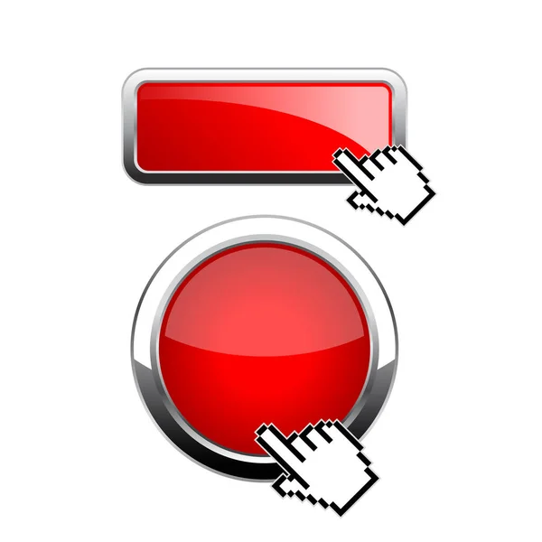 Botões Vermelhos Brilhantes Web — Vetor de Stock