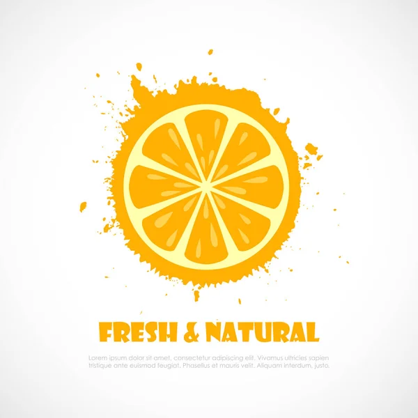 Naturalny Sok Pomarańczowy Splash Logo — Wektor stockowy
