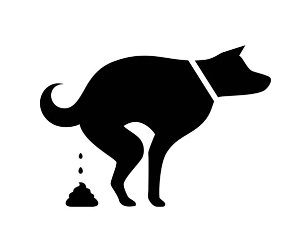 Cão Pooping Vetor Silhueta Ilustração — Vetor de Stock
