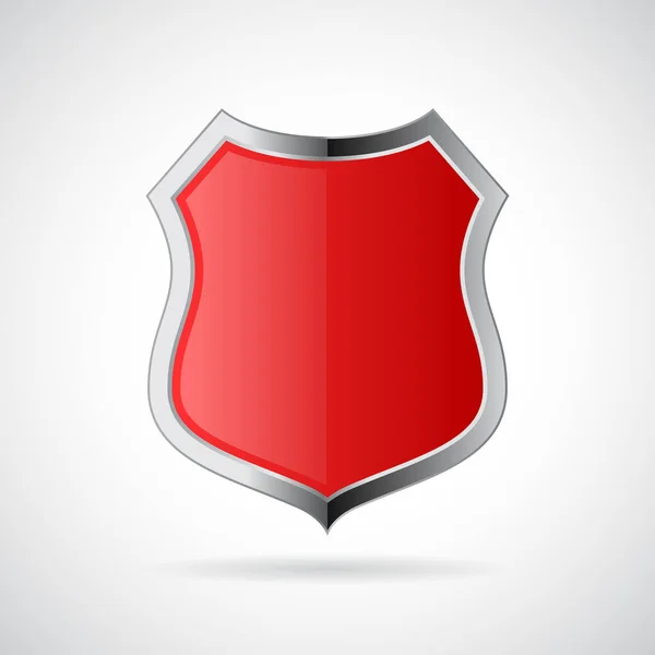 Red Chrome Shield Icon — Stock Vector