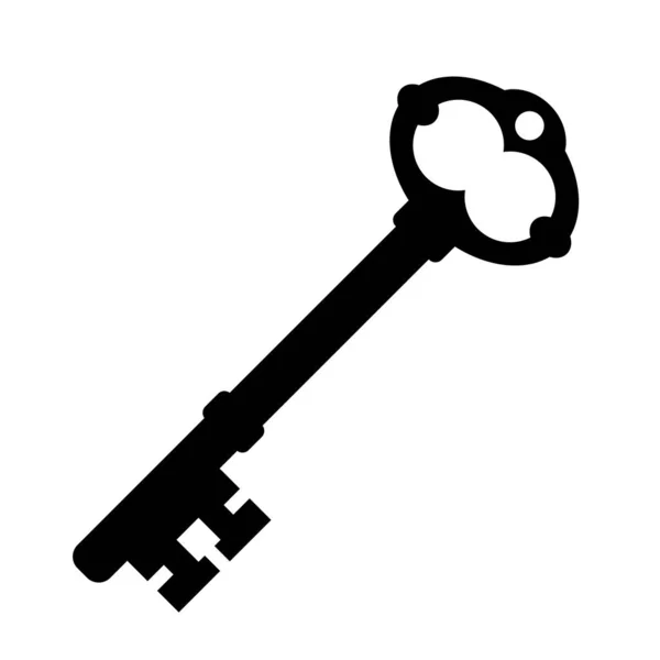 Old Key Silhouette Vector Icon — Stock Vector