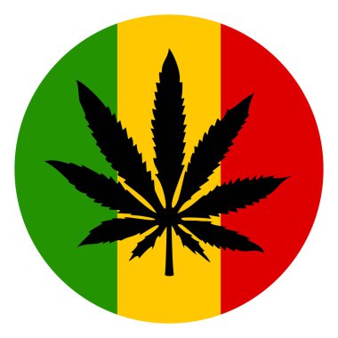 Marijuana and rastafarian tricolor icon