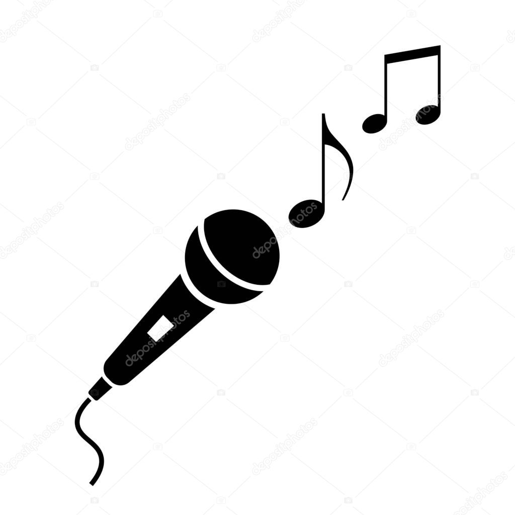 Microphone and musical notes icon