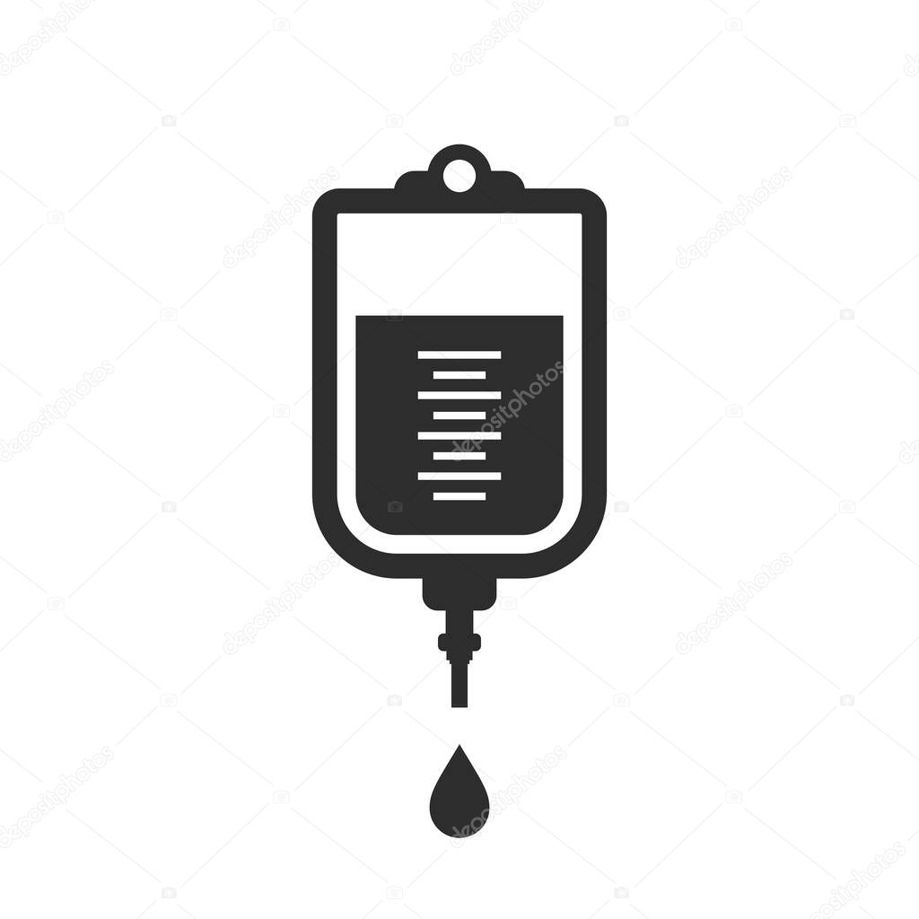 Intravenous blood bag vector icon