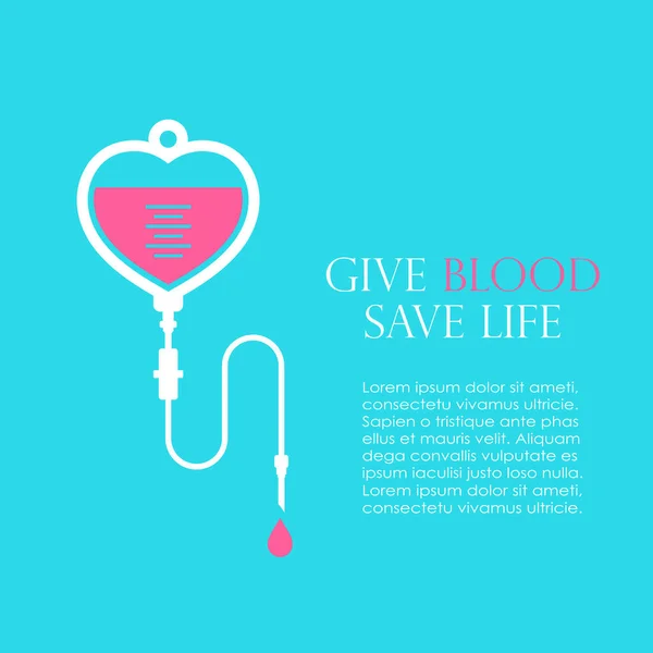 Donate Blood Life Vector Poster — Vetor de Stock