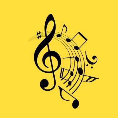 Music notes swirl vector icon clipart