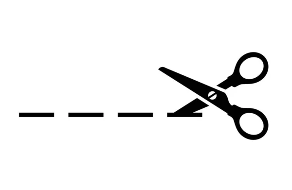 Schnittlinien Schere Vektor Symbol — Stockvektor