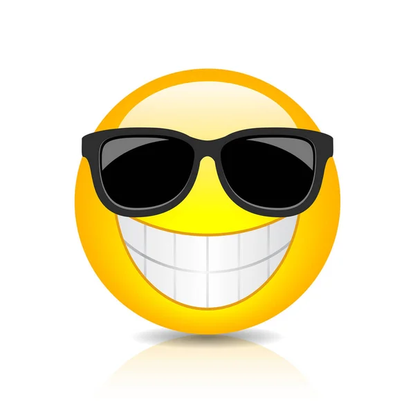 Cool Šťastný Emoji Slunečními Brýlemi — Stockový vektor