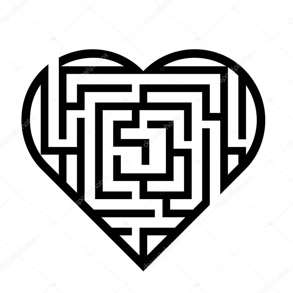 Heart labyrinth vector icon