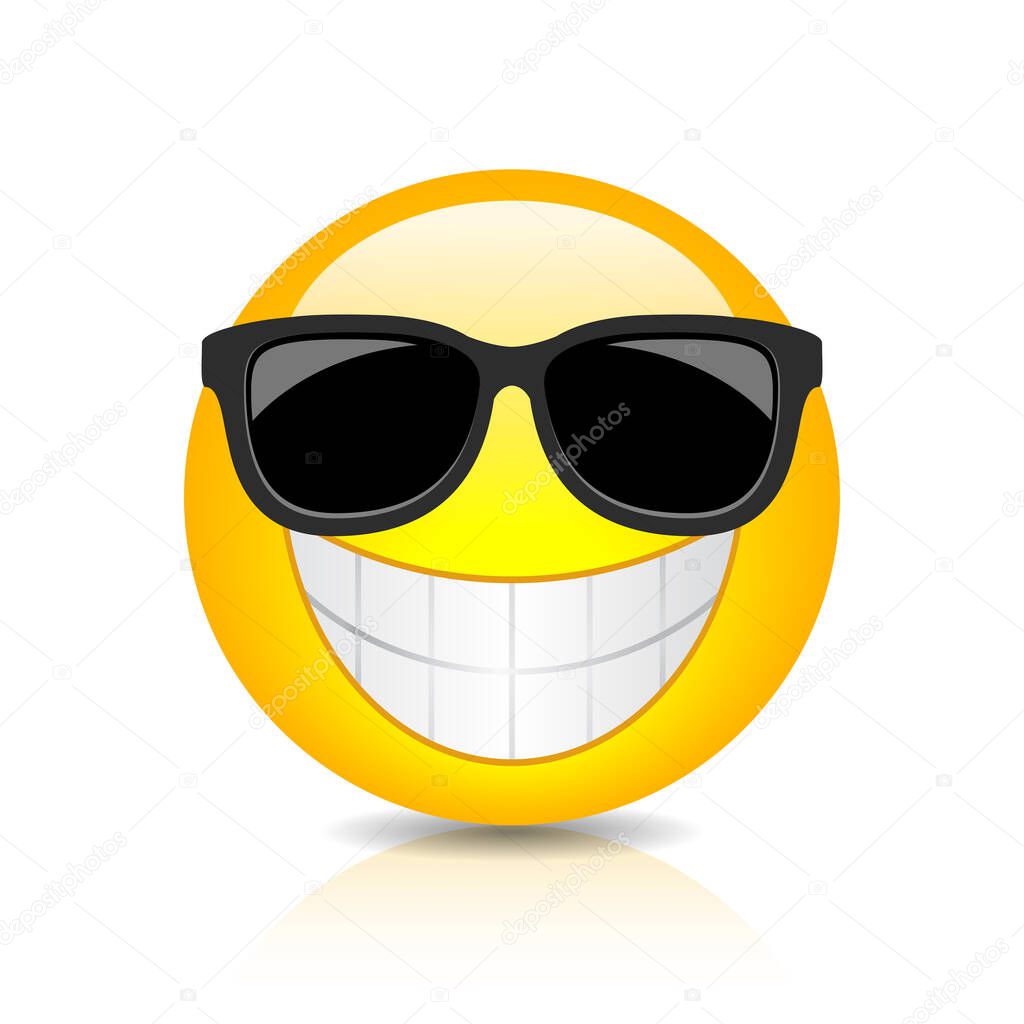 Cool happy emoji with sunglasses