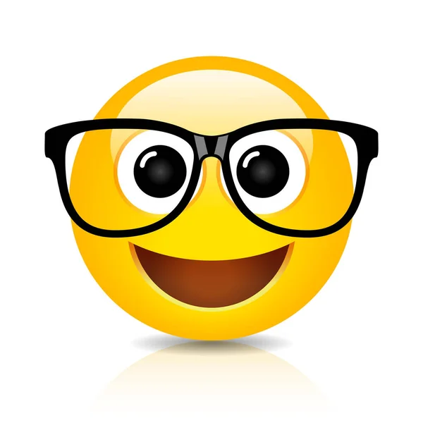 Happy Nerd Emoji Vector Cartoon — Stock Vector