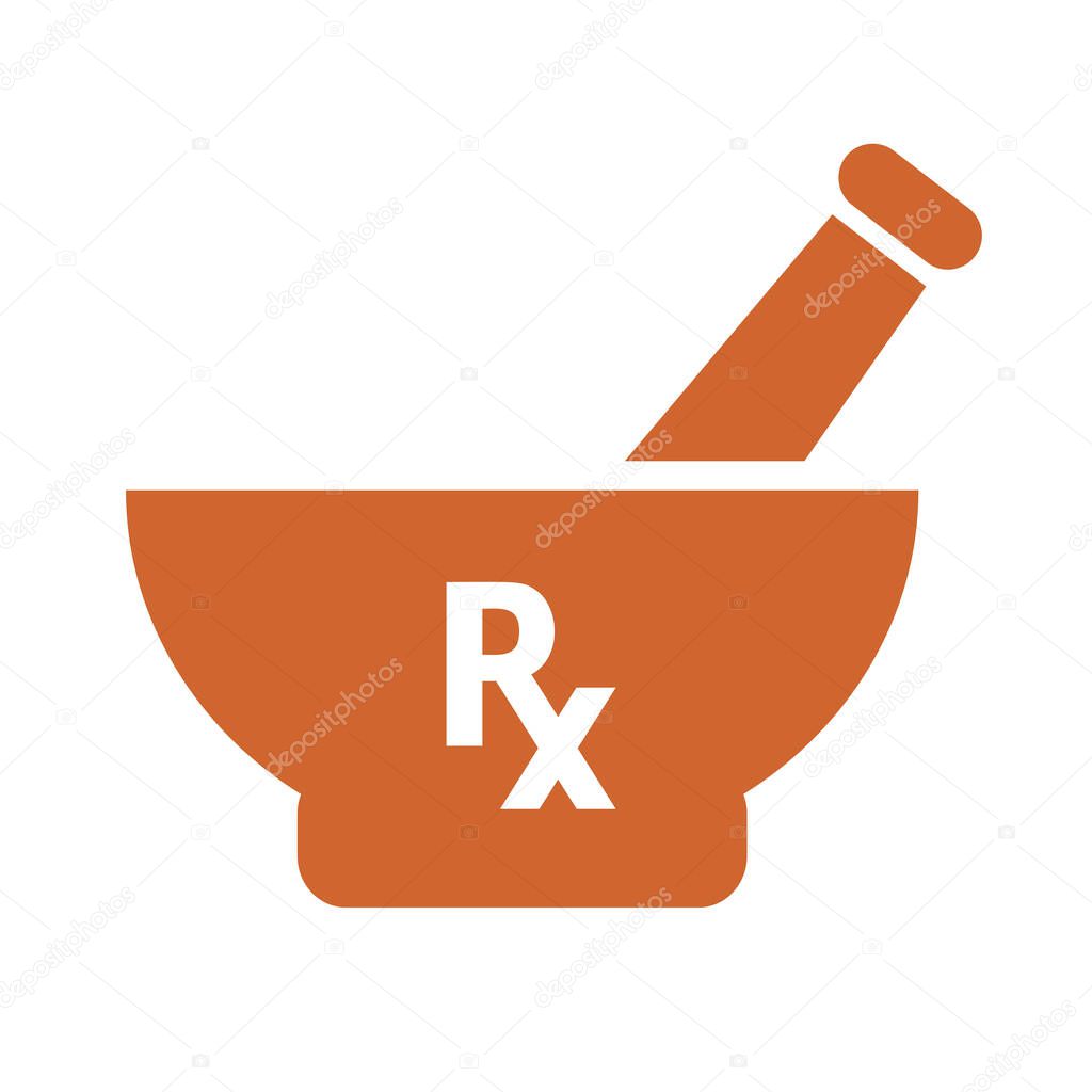 Pharmacy mortar and pestle vector icon