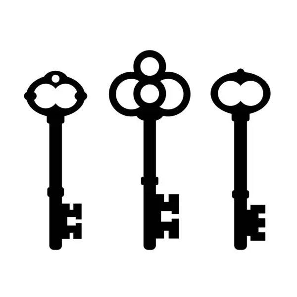 Old Ornate Key Icon Set — Stock Vector