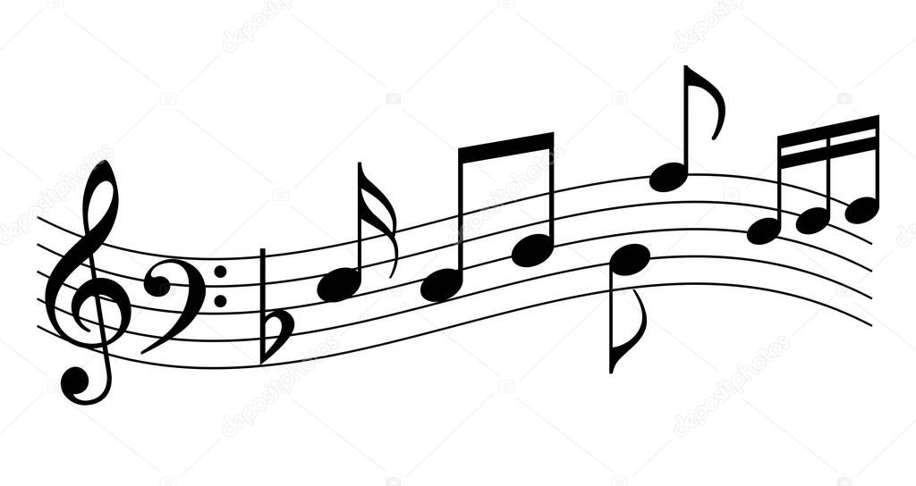 Waving music notes vector icon