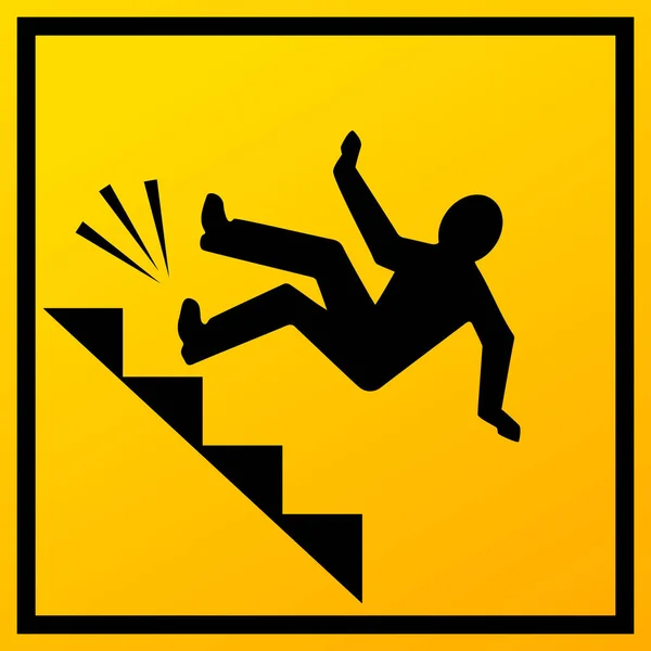 Homem Caindo Escada Abaixo Vetor Sinal —  Vetores de Stock