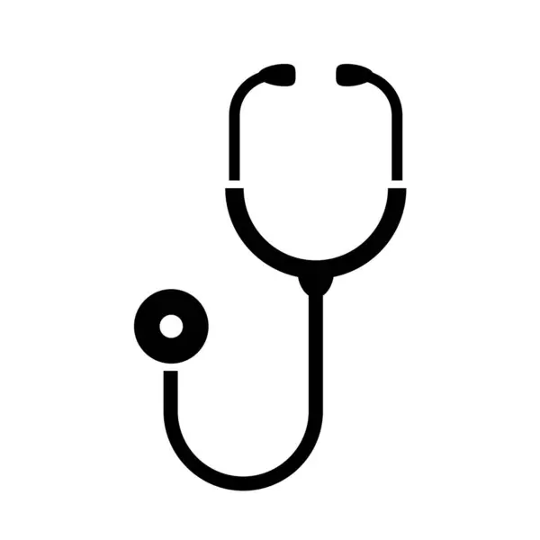 Stethoscope Black Shape Icon — Stock Vector