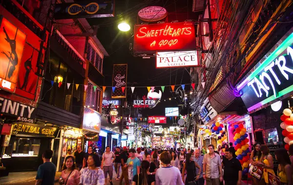 Walking Street Pattaya Popular Área Entretenimento Turístico Com Muitas Discotecas — Fotografia de Stock