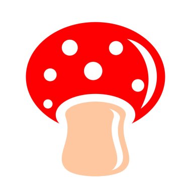 Beyaz arkaplanda kırmızı mantar vektör simgesi