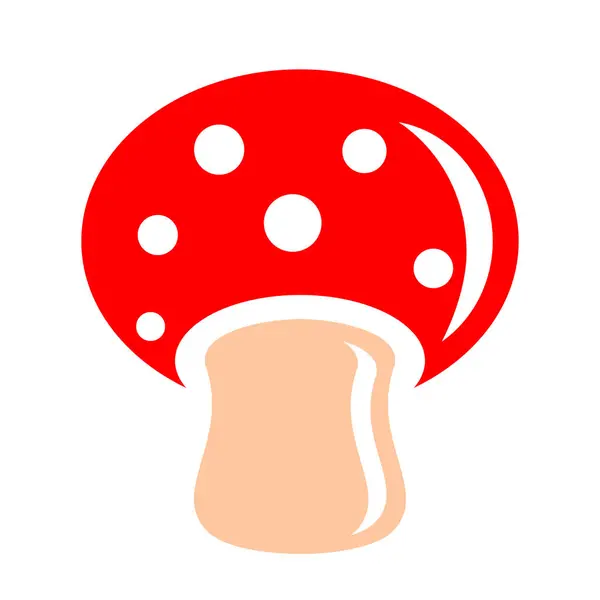 Red Mushroom Vector Icon White Background — Stock Vector