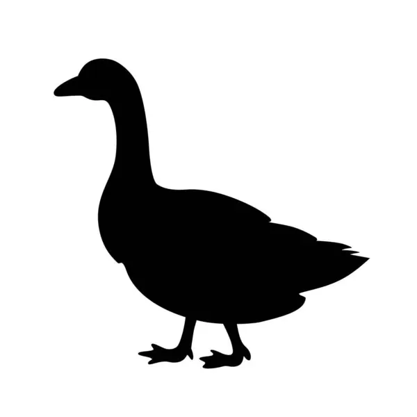 Goose Vector Silhouette Icon Isolated White Background — Stock Vector